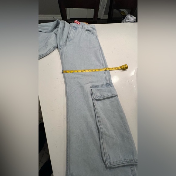 REDBAT Light Blue Women's Slouchy High-Rise Jean Cargo Pants size W12 - Picture 6 of 14